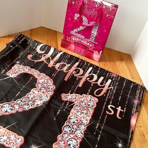 “Happy 21st Birthday” Banner & Gift Bag